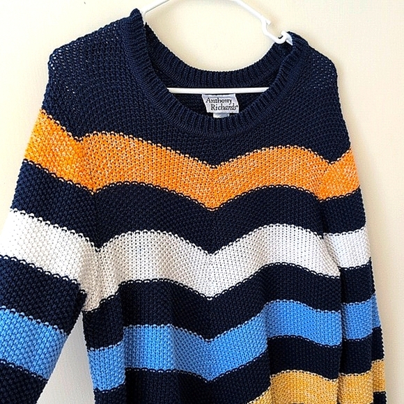 Vintage Womens Large Striped Long Sleeve Sweater Cotton Classic Coastal Beach - Picture 5 of 7